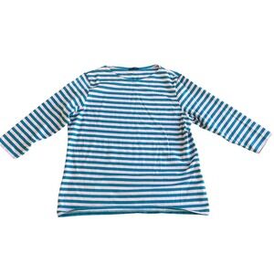 Marimekko Ilma 2017 Striped Top Women's 2XL Turquoise Pink 3/4 Sleeve Cotton Tee